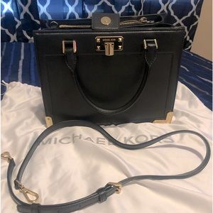 Like New Michael Kors black leather bag with dust bag great size